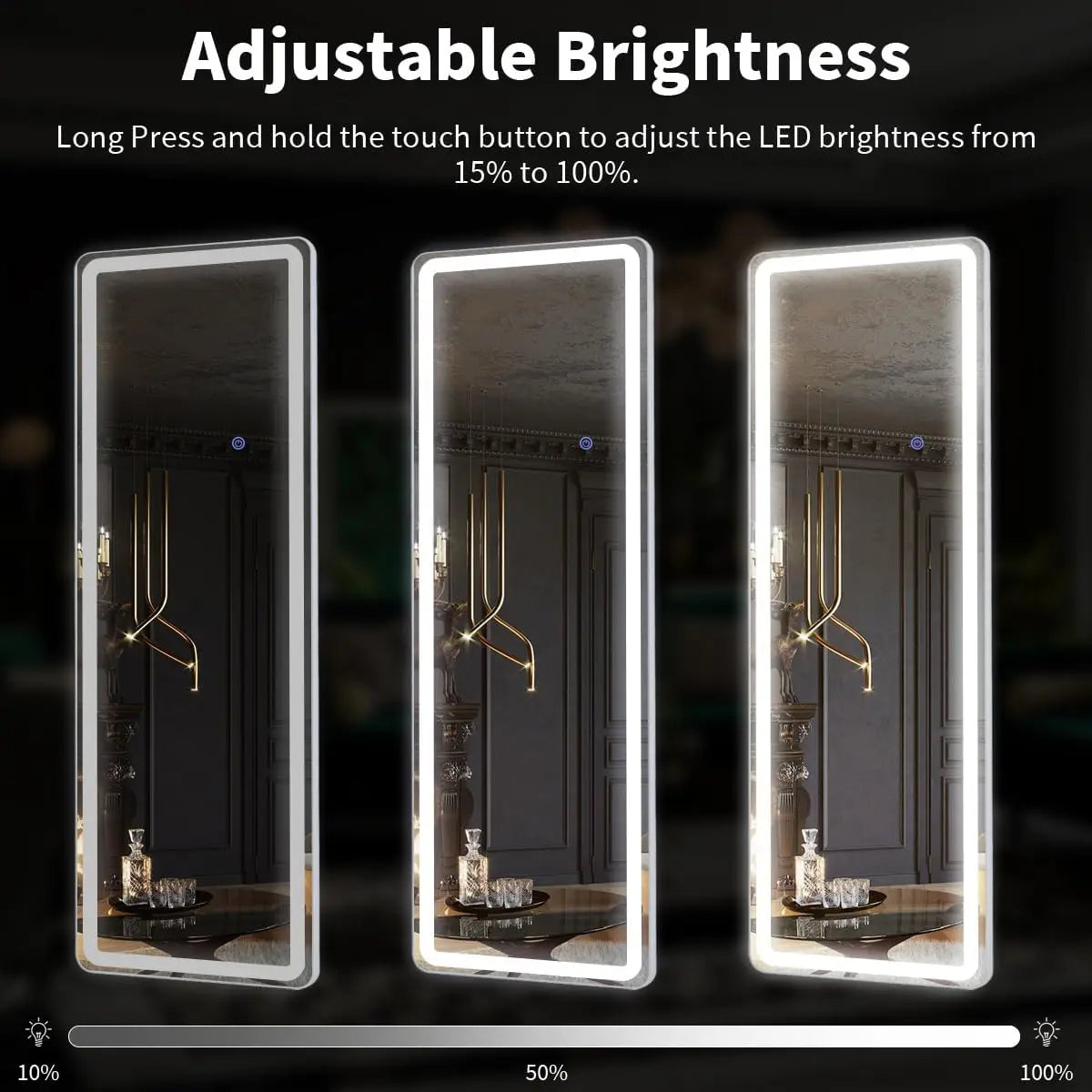 Koonmi Full Length Lighted Floor Mirror With Dimming