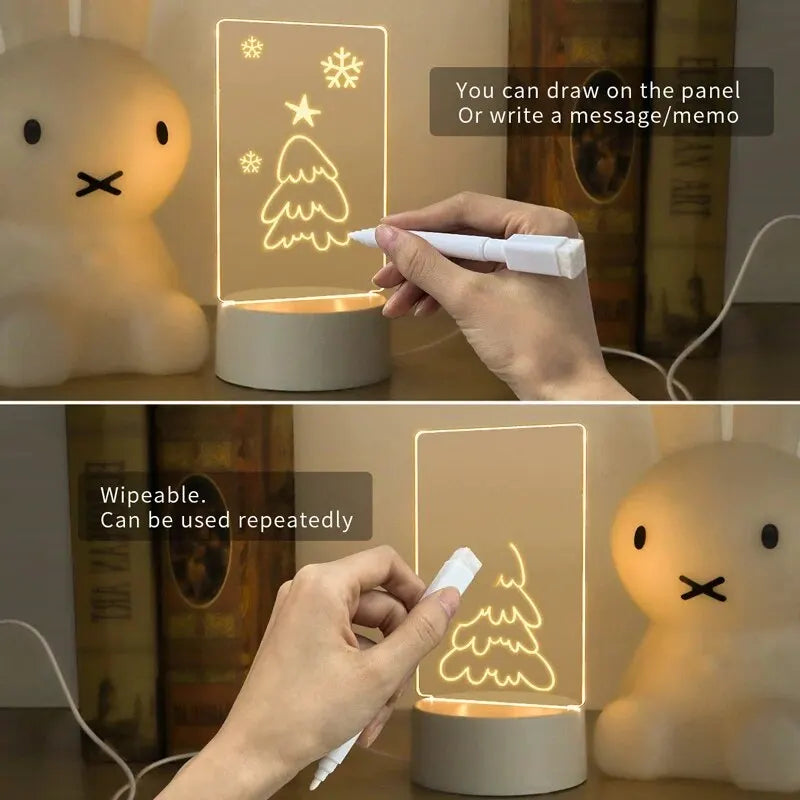 LED Luminous Message Board With USB Desk Lamp And Erasable Pen