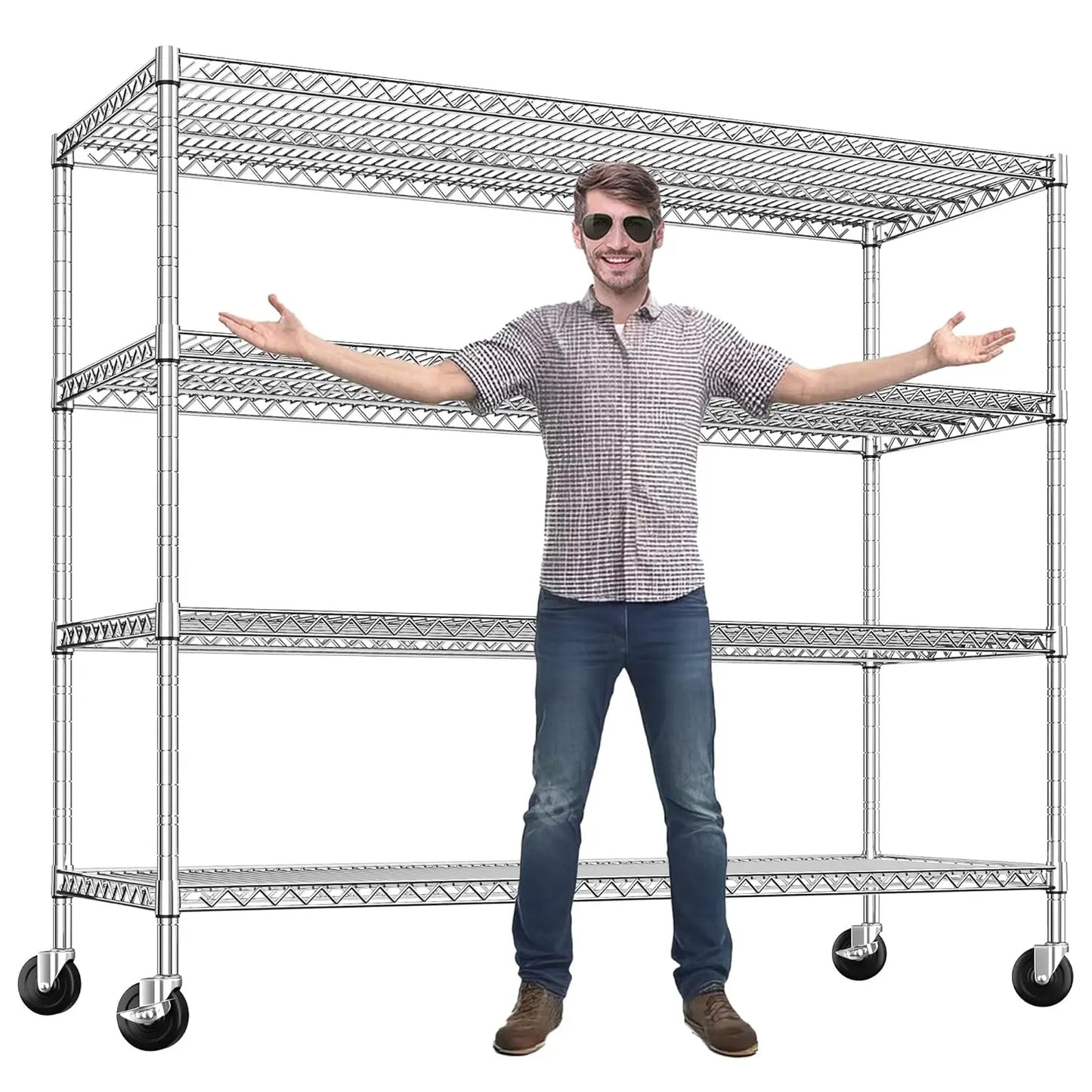 Heavy Duty Metal Storage Shelving Unit on Wheels for Garage