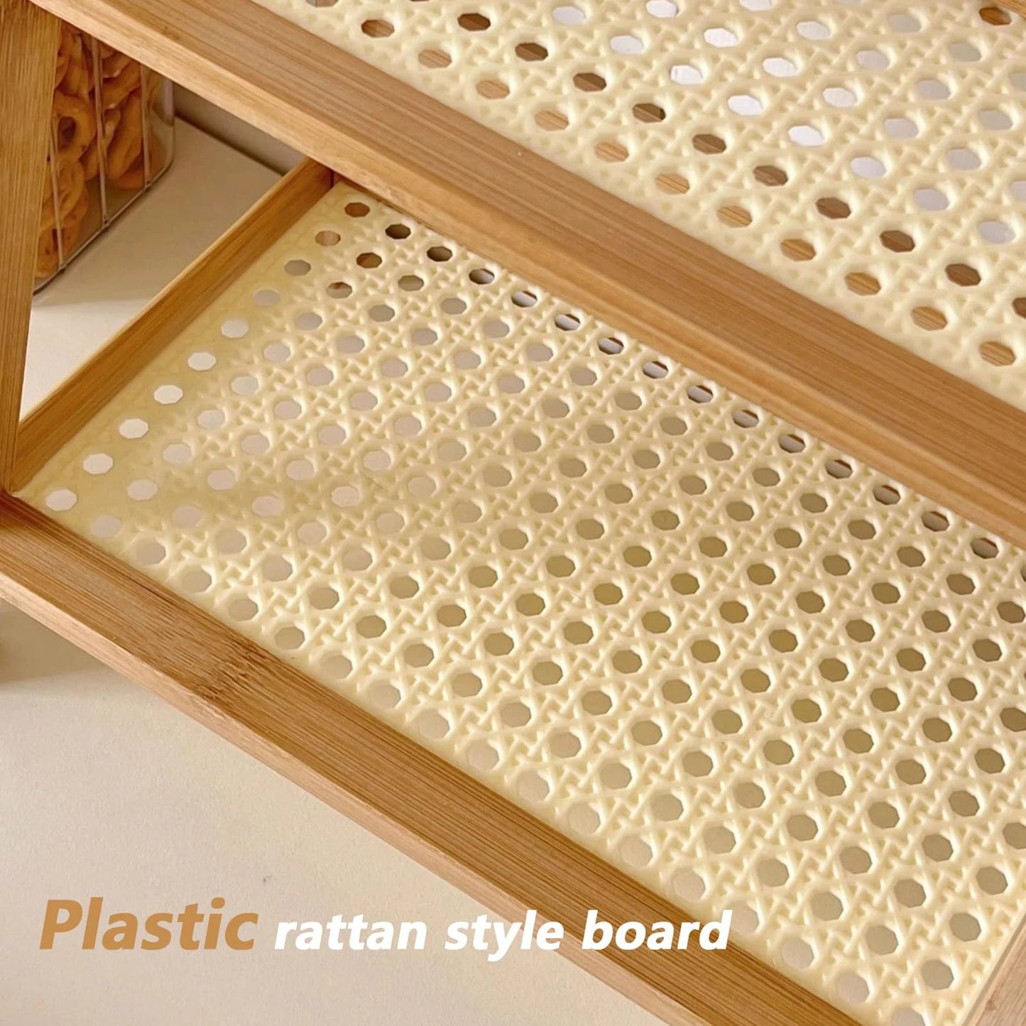 Double Layer Desktop Organizer Shelf Wooden Storage Rack 2 Tiers