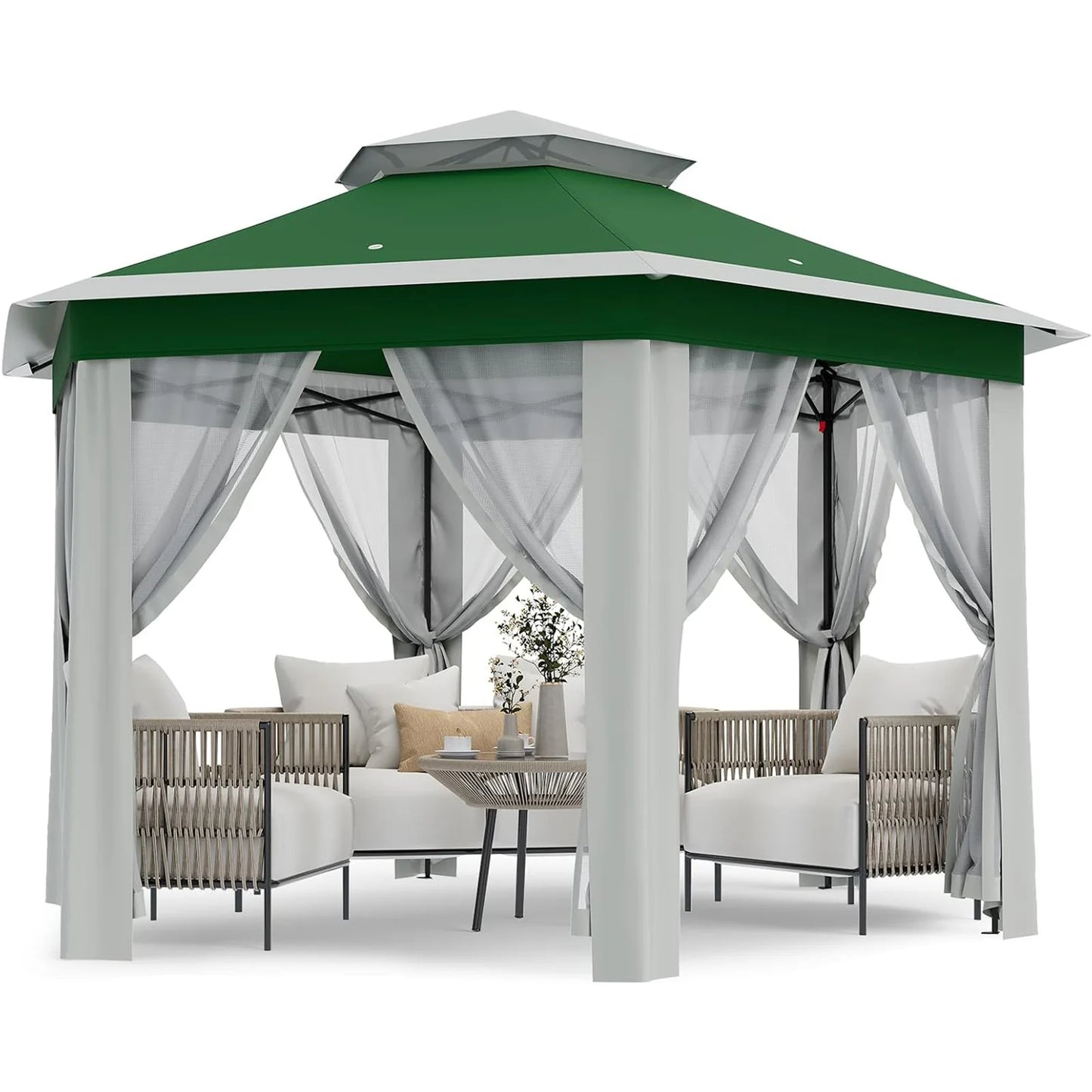 HiMISS Pop Up Gazebo With Mosquito Netting And Double Roof