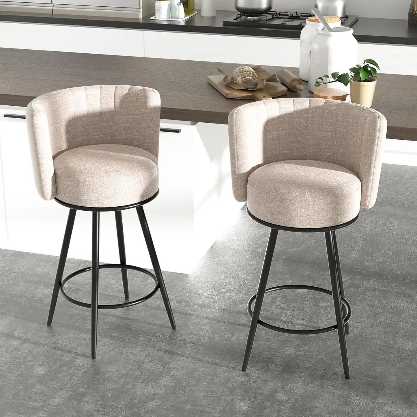 GUANGBAI Bar Stools Set Of 2 Modern Counter Height Upholstered