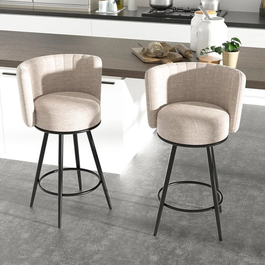 GUANGBAI Bar Stools Set Of 2 Modern Counter Height Upholstered