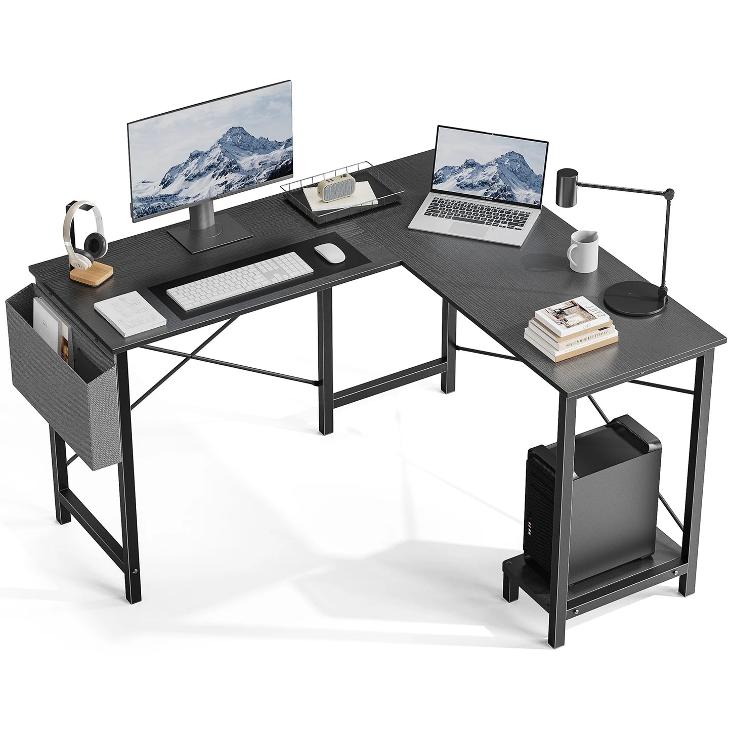 JHK Gaming Corner L Shaped Desk With CPU Storage Shelf